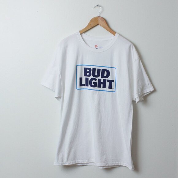 Bud Light Shirt Mens XL White Rock Paper Scissors Beer Tee - Picture 1 of 5
